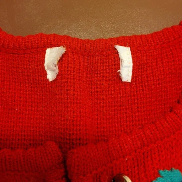 Red Embroidered Floral Long Sleeve Cardigan Sweater Women's Size Medium - Picture 3 of 8